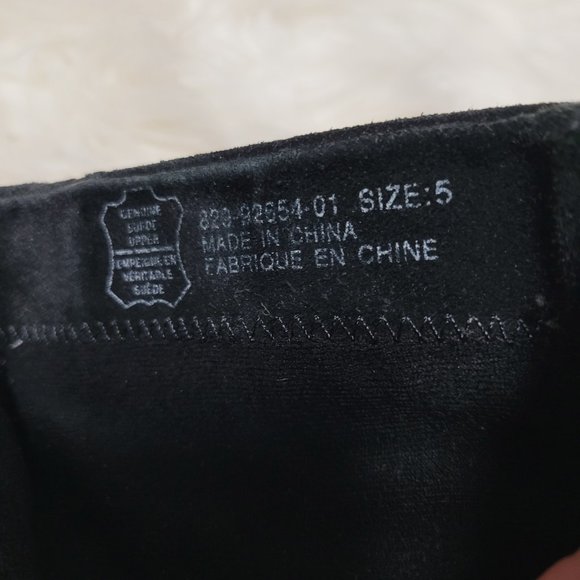 Essentials Black Suede Booties Chunky Heel Zippered Womens Casual Square Toe 5 - Picture 6 of 9